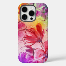 Abstract Flowers & Warm Watercolor