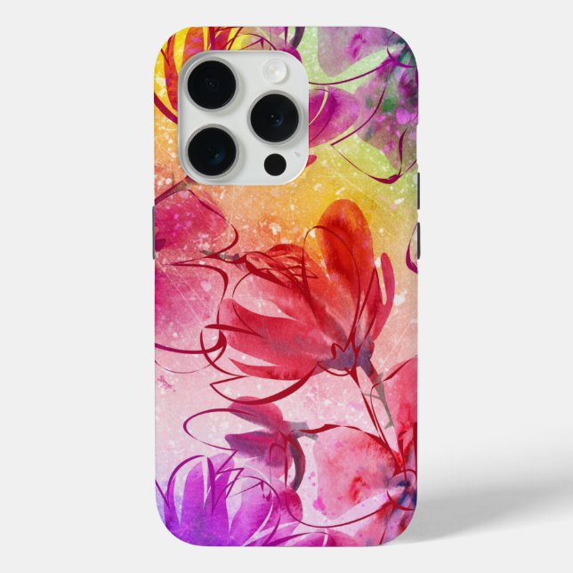 Abstract Flowers & Warm Watercolor Case-Mate iPhone Case (Back)