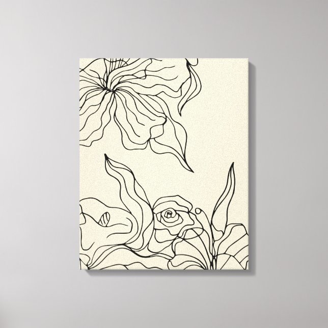 Abstract Flowing Floral Line Drawing Wall Art (Front)