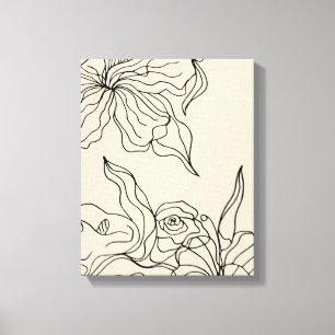 Abstract Flowing Floral Line Drawing Wall Art