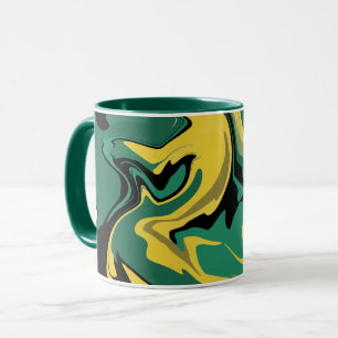 Abstract Flowing Green and Yellow Design Mug