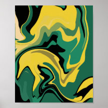 Abstract Flowing Green and Yellow Design
