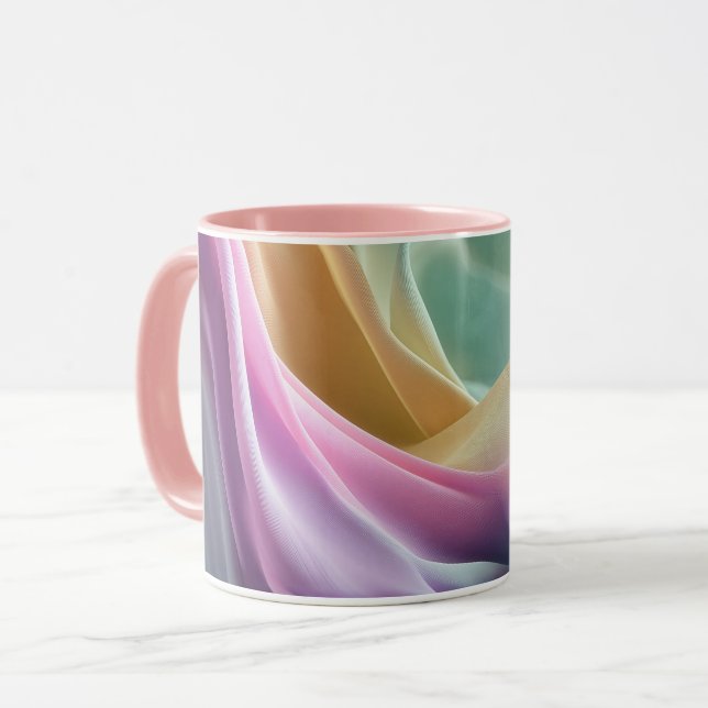 Abstract flowing pastel fabric texture mug (Front Left)