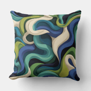 Abstract Flowing Waves Modern Art Throw Pillow