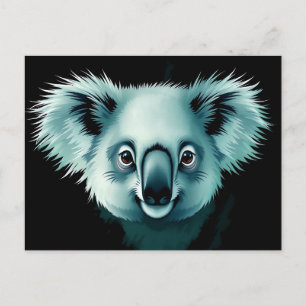 Abstract Fluffy Koala Portrait Postcard