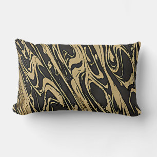 Abstract Fluid Art — Black Marble Effect Lumbar Pillow