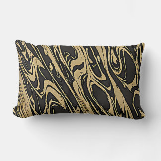 Abstract Fluid Art — Black Marble Effect Lumbar Pillow