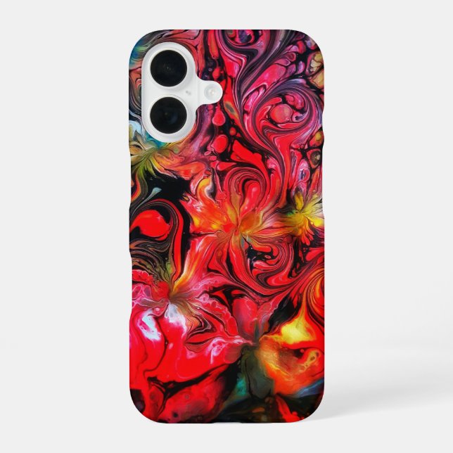 Abstract Fluid Art Design iPhone 16 Case (Back)