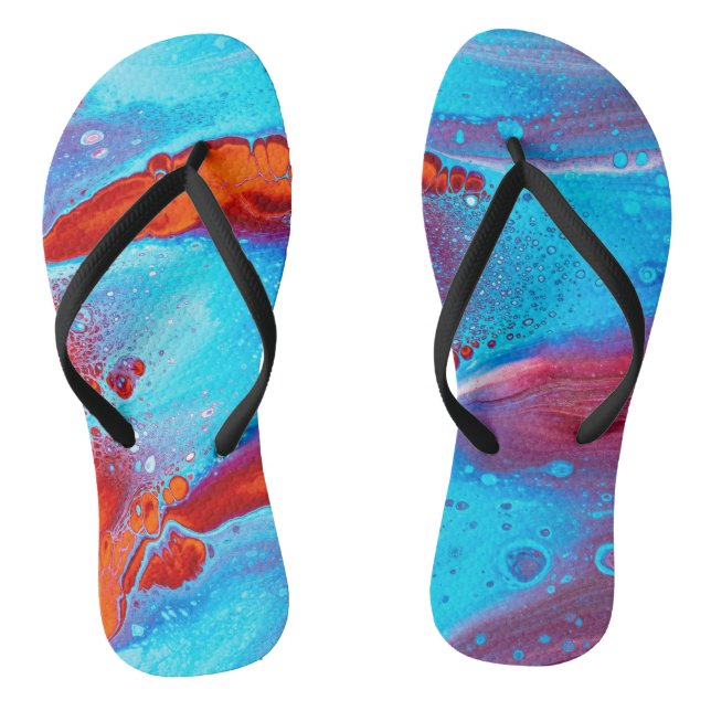 abstract fluid art flip flops (Footbed)