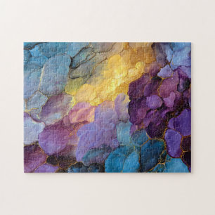 Abstract Fluid Art Gem Tone Pattern Jigsaw Puzzle
