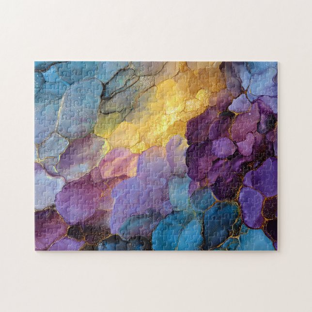 Abstract Fluid Art Gem Tone Pattern Jigsaw Puzzle (Horizontal)