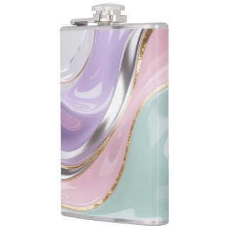 Abstract Fluid Art Pastel Mug – Trendy Pastel Art Hip Flask