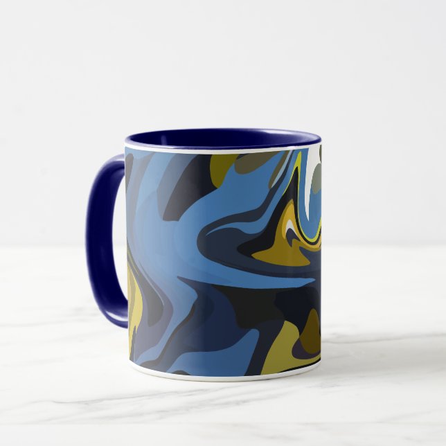 Abstract Fluid Art with Flowing Curves Mug (Front Left)