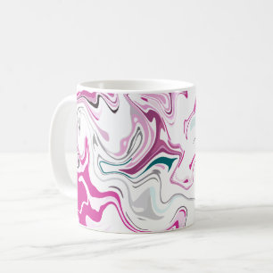 Abstract Fluid Art with Pink and Teal Swirls Coffee Mug