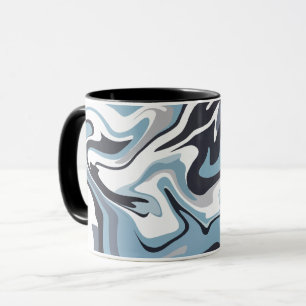 Abstract Fluid Art with Swirling Blue & Grey Tones Mug