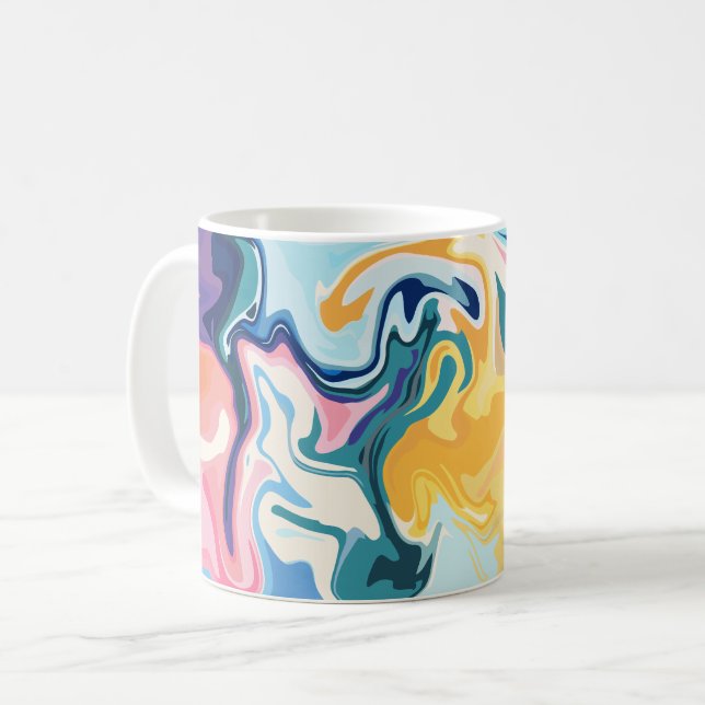 Abstract Fluid Art with Vibrant Colours Coffee Mug (Front Left)