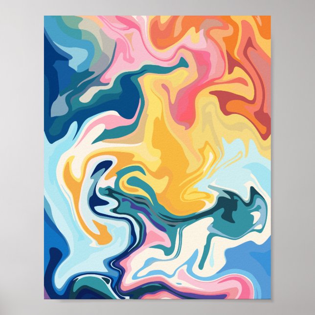 Abstract Fluid Art with Vibrant Colours Poster (Front)