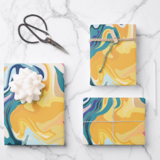 Abstract Fluid Art with Vibrant Colours Wrapping Paper Sheet