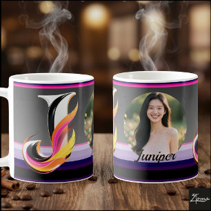 Abstract Fluid Letter J Neon Feather Coffee Mug