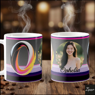 Abstract Fluid Letter O Neon Feather Coffee Mug
