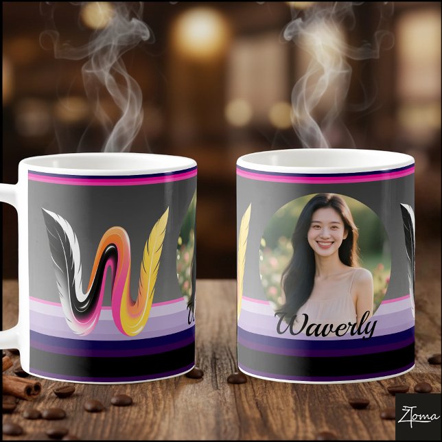 Abstract Fluid Letter W Neon Feather Coffee Mug (This is a sample design. There are several models to choose from, with the name and color changed.
)