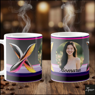 Abstract Fluid Letter X Neon Feathers Coffee Mug