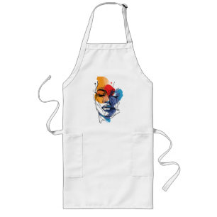 Abstract Fluid Line Face Art Long Apron