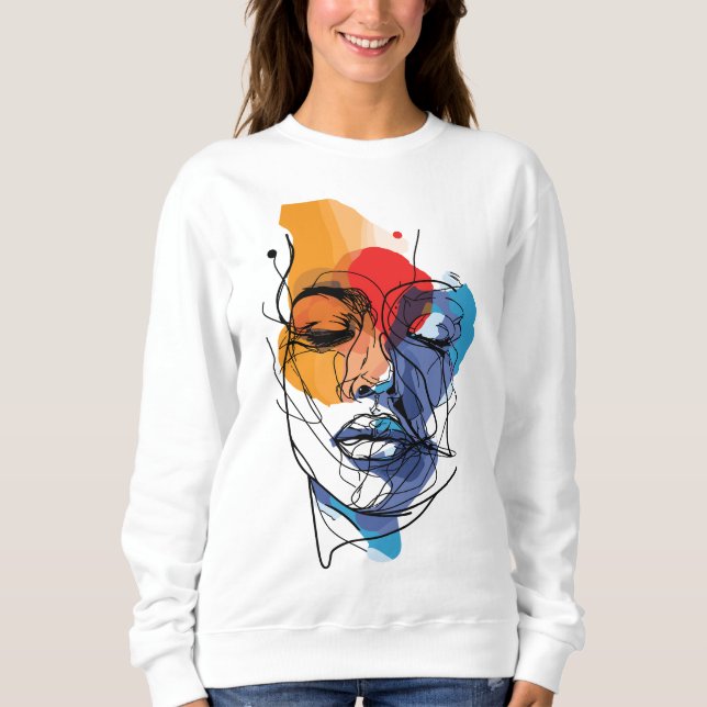 Abstract Fluid Line Face Art Sweatshirt (Front)