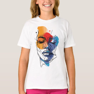 Abstract Fluid Line Face Art T-Shirt