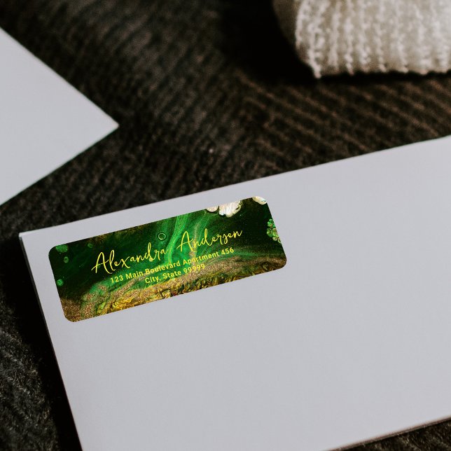 Abstract Fluid Paint Faux Gold Metallic Foil Green (Creator Uploaded)