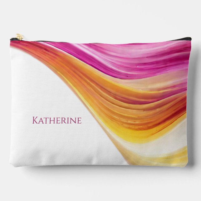 Abstract Fluid-Pink Orange Yellow- Accessory Pouch (Front)