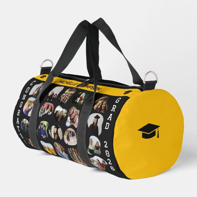 Abstract Fluid Shape 20 Photo Collage Graduation Duffle Bag (Left Corner)