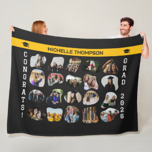 Abstract Fluid Shape 20 Photo Collage Graduation Fleece Blanket