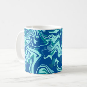 Abstract Fluid Wave Art with Blue & Teal Swirls Coffee Mug