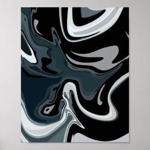 Abstract Fluidity in Monochrome Swirls Poster