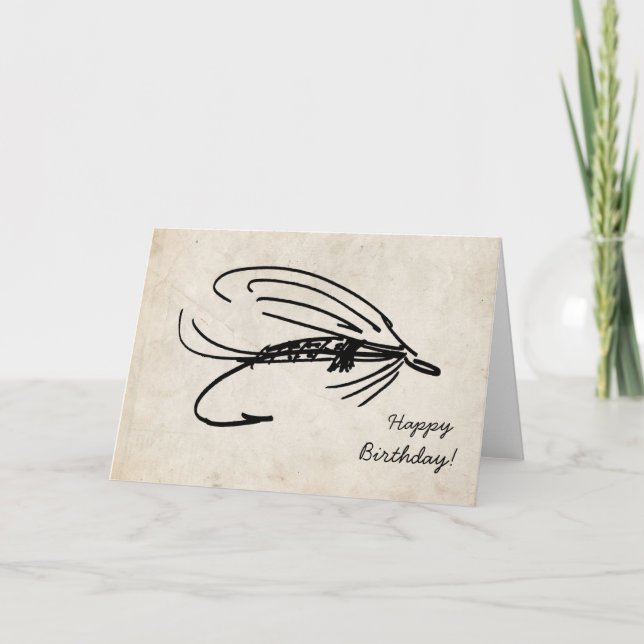 Abstract Fly Fishing Birthday Card (Front)