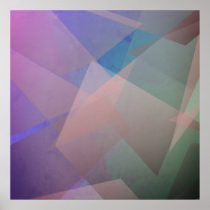 Abstract Flying Particles   Geometrical Shapes Poster