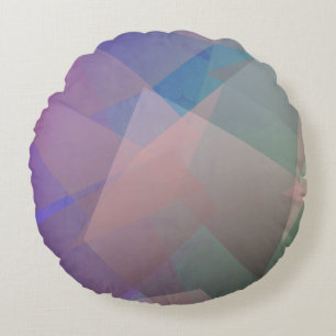 Abstract Flying Particles Geometrical Shapes Round Pillow