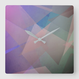 Abstract Flying Particles Geometrical Shapes Square Wall Clock