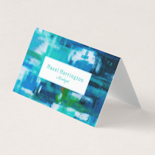 Abstract Folded Business Card Customizable Blues