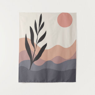 Abstract foliage line art drawing tapestry