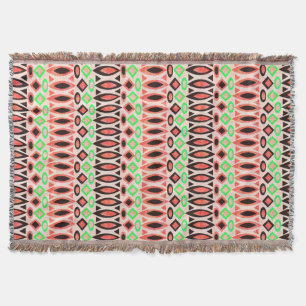 Abstract folk african ethno traditional native tri throw blanket
