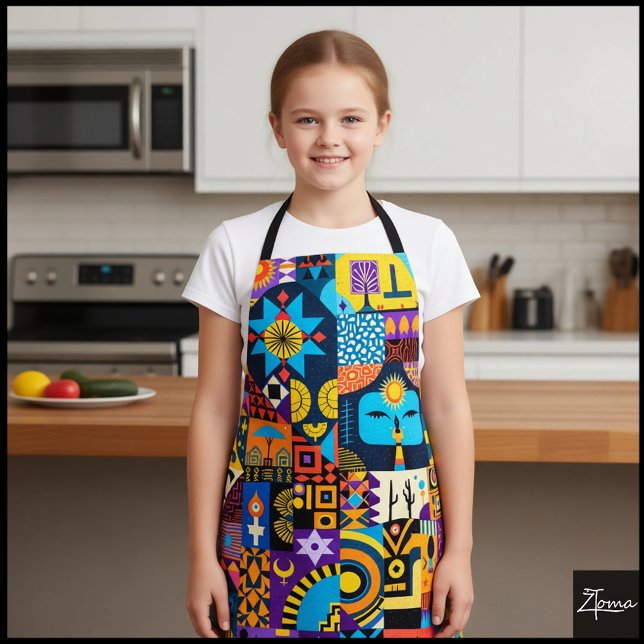Abstract Folk Art Geometric Quilt Mosaic Apron (Creator Uploaded)