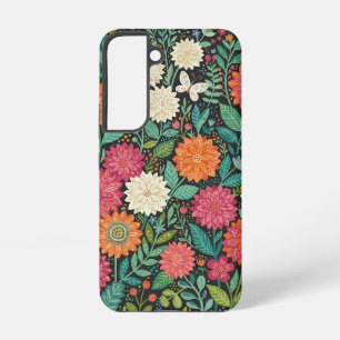Abstract Folk Dahlias Butterflies Samsung Cases