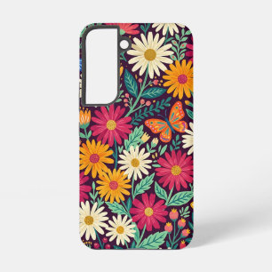 Abstract Folk Daisies Butterflies Samsung Cases