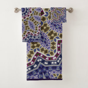Abstract folk mandala ethno traditional ornamental bath towel set