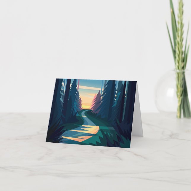  Abstract forest road Thank You Card (Front)