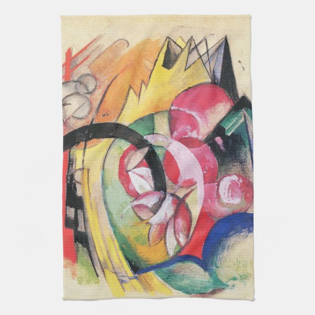 Abstract Forms (aka Coloured Flowers) by Franz Mar Kitchen Towel (Vertical)