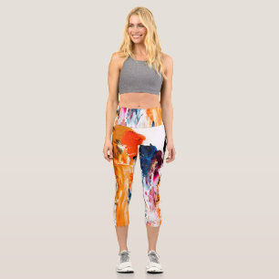 Abstract Forms Born from a Living Artist’s Palette Capri Leggings