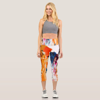 Abstract Forms Born from a Living Artist’s Palette Capri Leggings